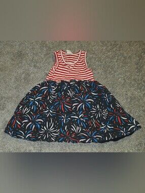 Tucker + Tate Red White Striped Tank Dress with Navy Firework Print